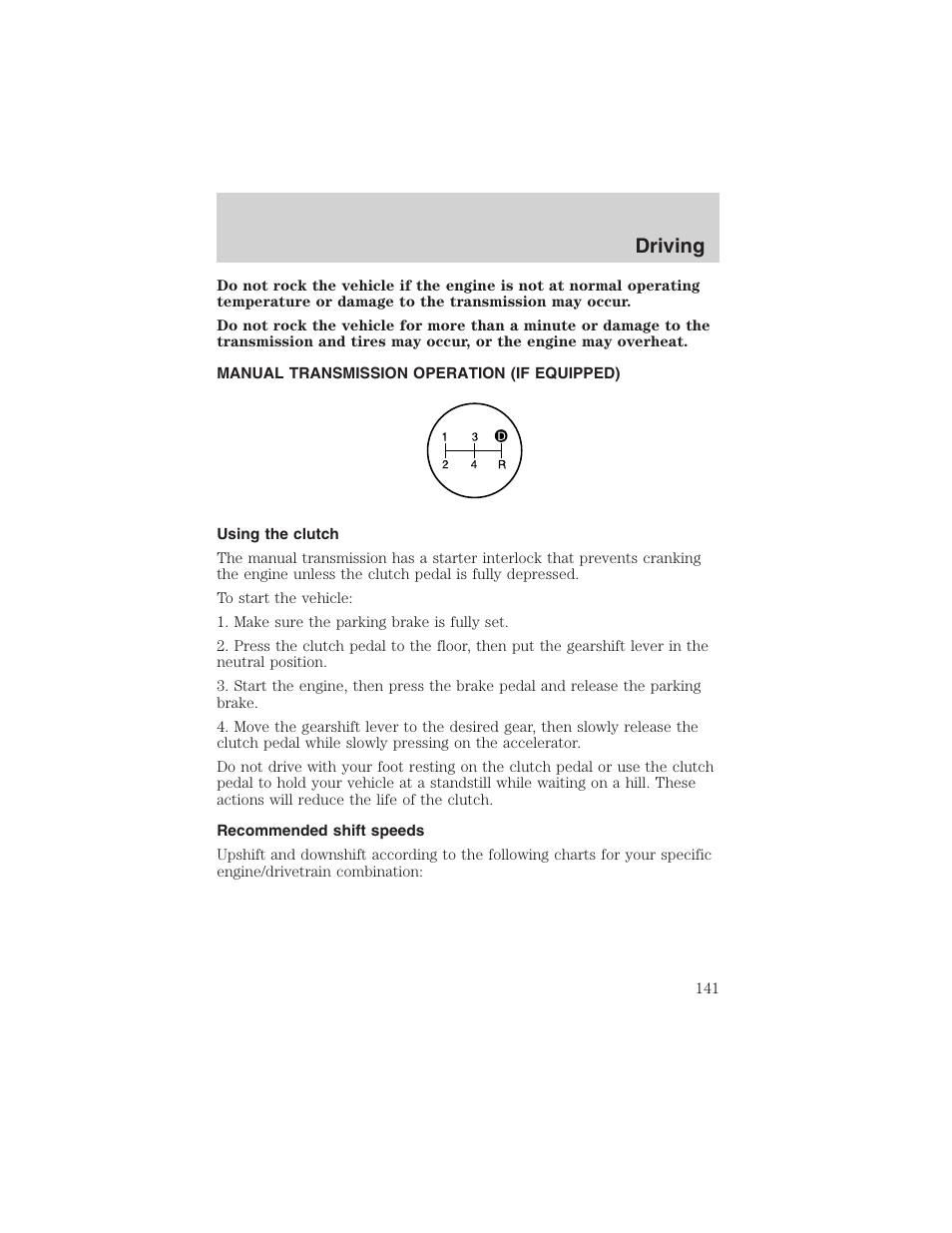 Driving | FORD 2003 F-150 v.2 User Manual | Page 141 / 272