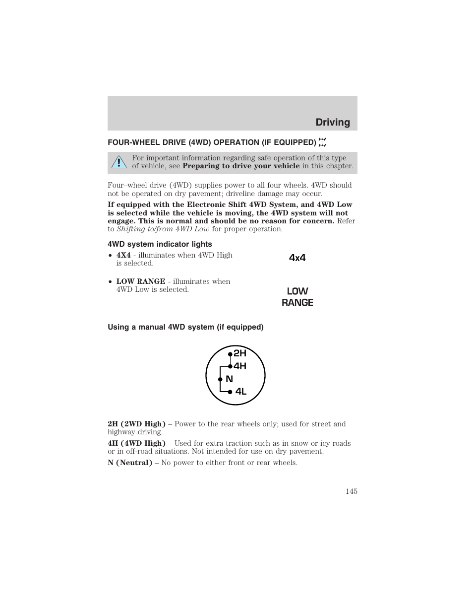 Driving | FORD 2003 F-150 v.2 User Manual | Page 145 / 272