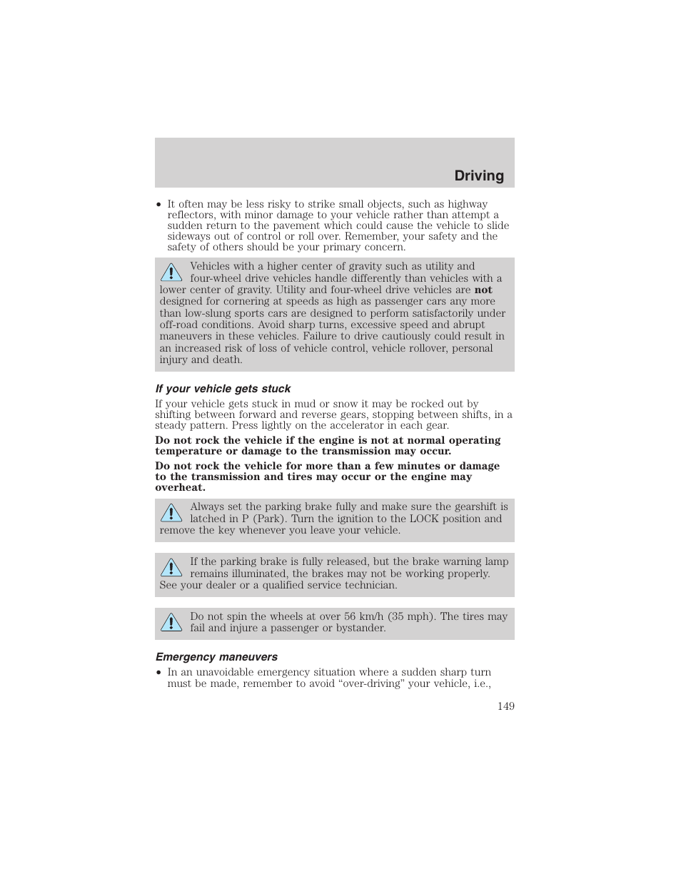 Driving | FORD 2003 F-150 v.2 User Manual | Page 149 / 272