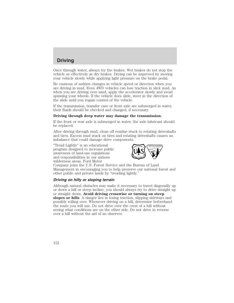 Driving | FORD 2003 F-150 v.2 User Manual | Page 152 / 272