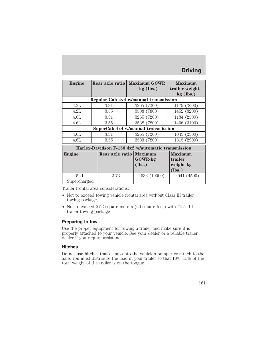 Driving | FORD 2003 F-150 v.2 User Manual | Page 161 / 272