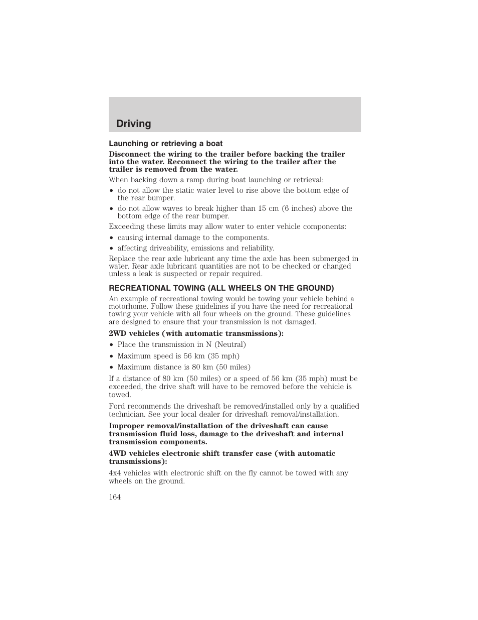 Driving | FORD 2003 F-150 v.2 User Manual | Page 164 / 272