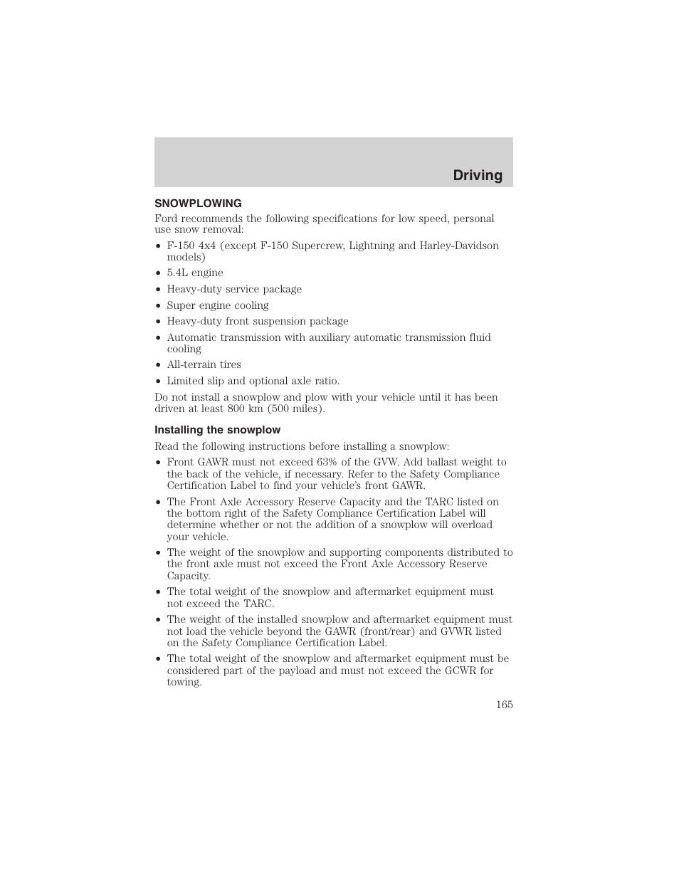 Driving | FORD 2003 F-150 v.2 User Manual | Page 165 / 272