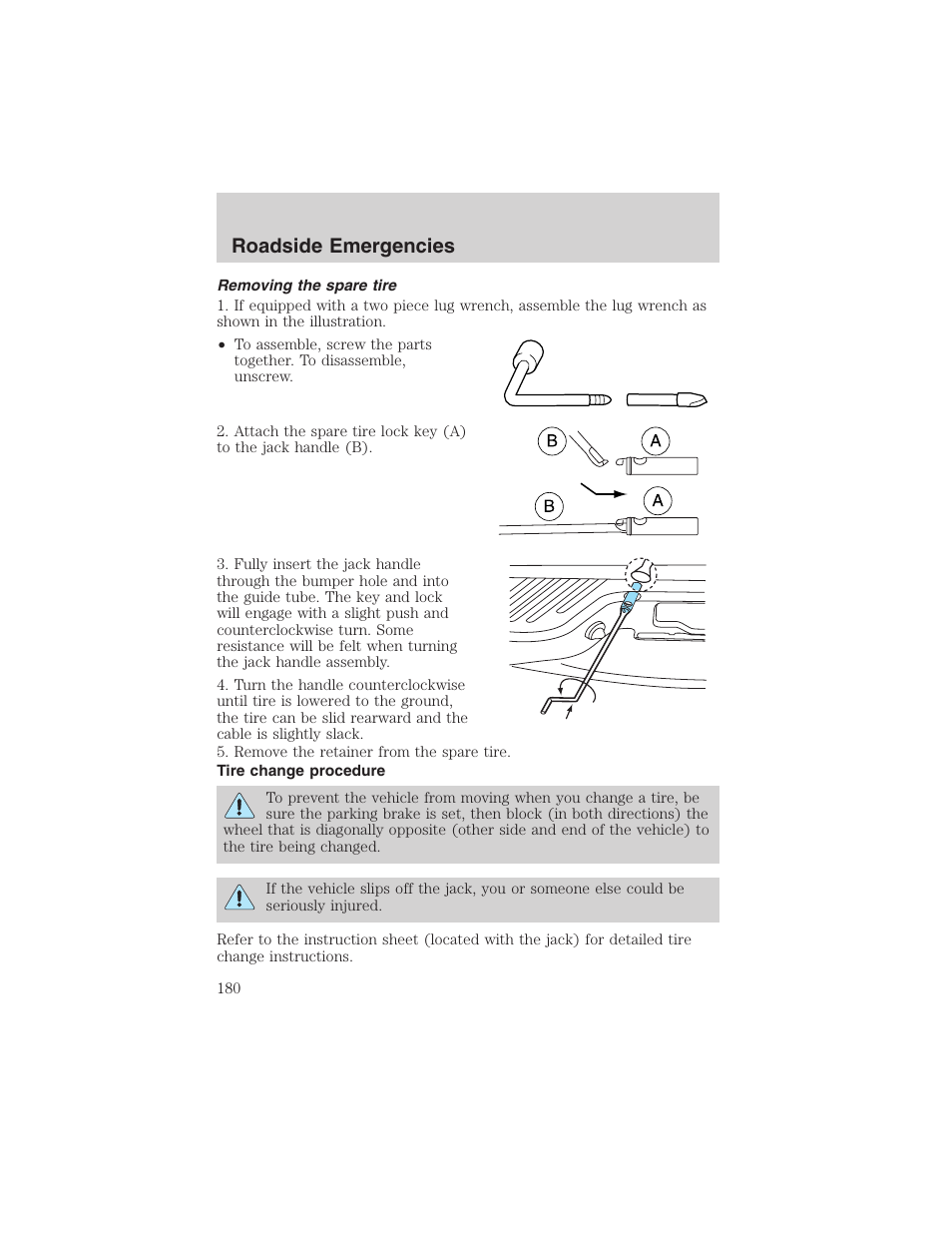 Roadside emergencies | FORD 2003 F-150 v.2 User Manual | Page 180 / 272
