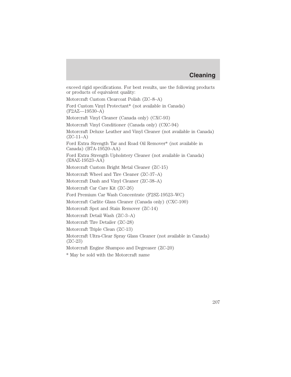 Cleaning | FORD 2003 F-150 v.2 User Manual | Page 207 / 272