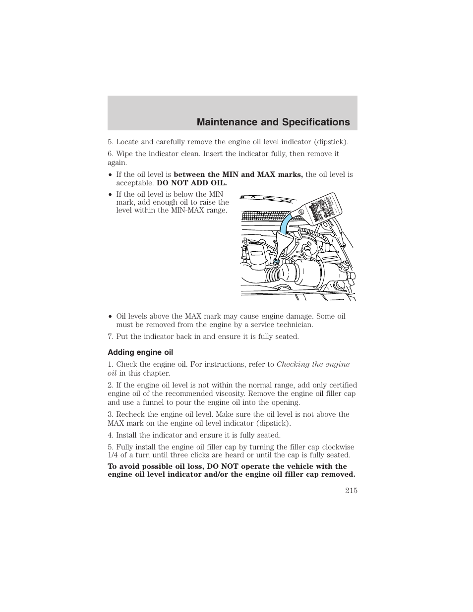 Maintenance and specifications | FORD 2003 F-150 v.2 User Manual | Page 215 / 272