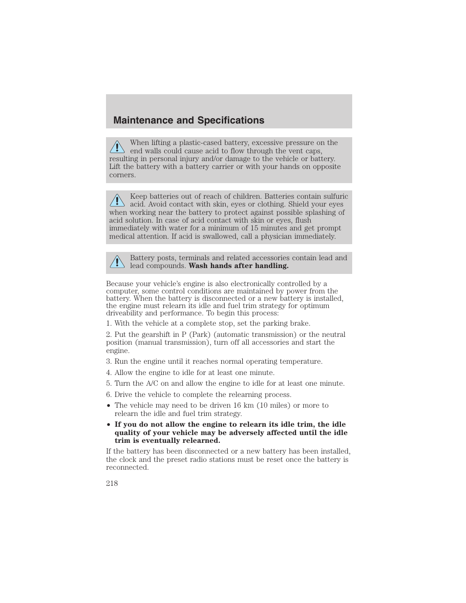 Maintenance and specifications | FORD 2003 F-150 v.2 User Manual | Page 218 / 272