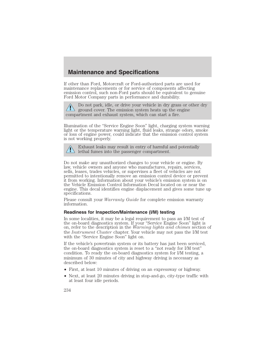 Maintenance and specifications | FORD 2003 F-150 v.2 User Manual | Page 234 / 272