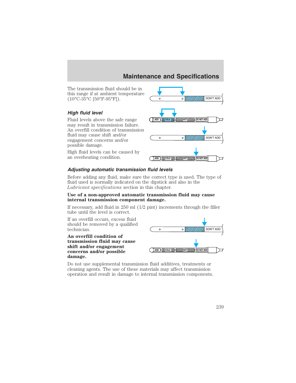 Maintenance and specifications | FORD 2003 F-150 v.2 User Manual | Page 239 / 272