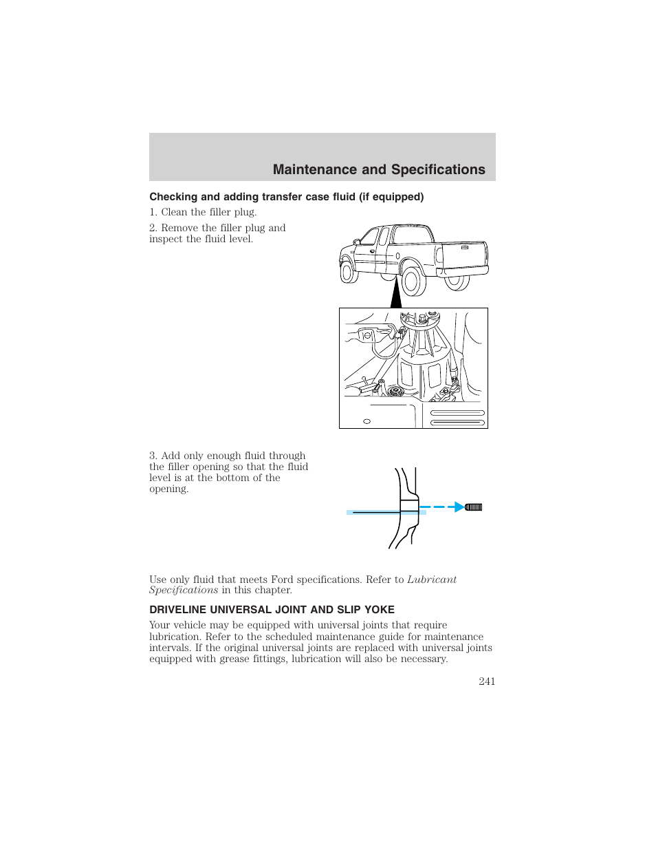 Maintenance and specifications | FORD 2003 F-150 v.2 User Manual | Page 241 / 272