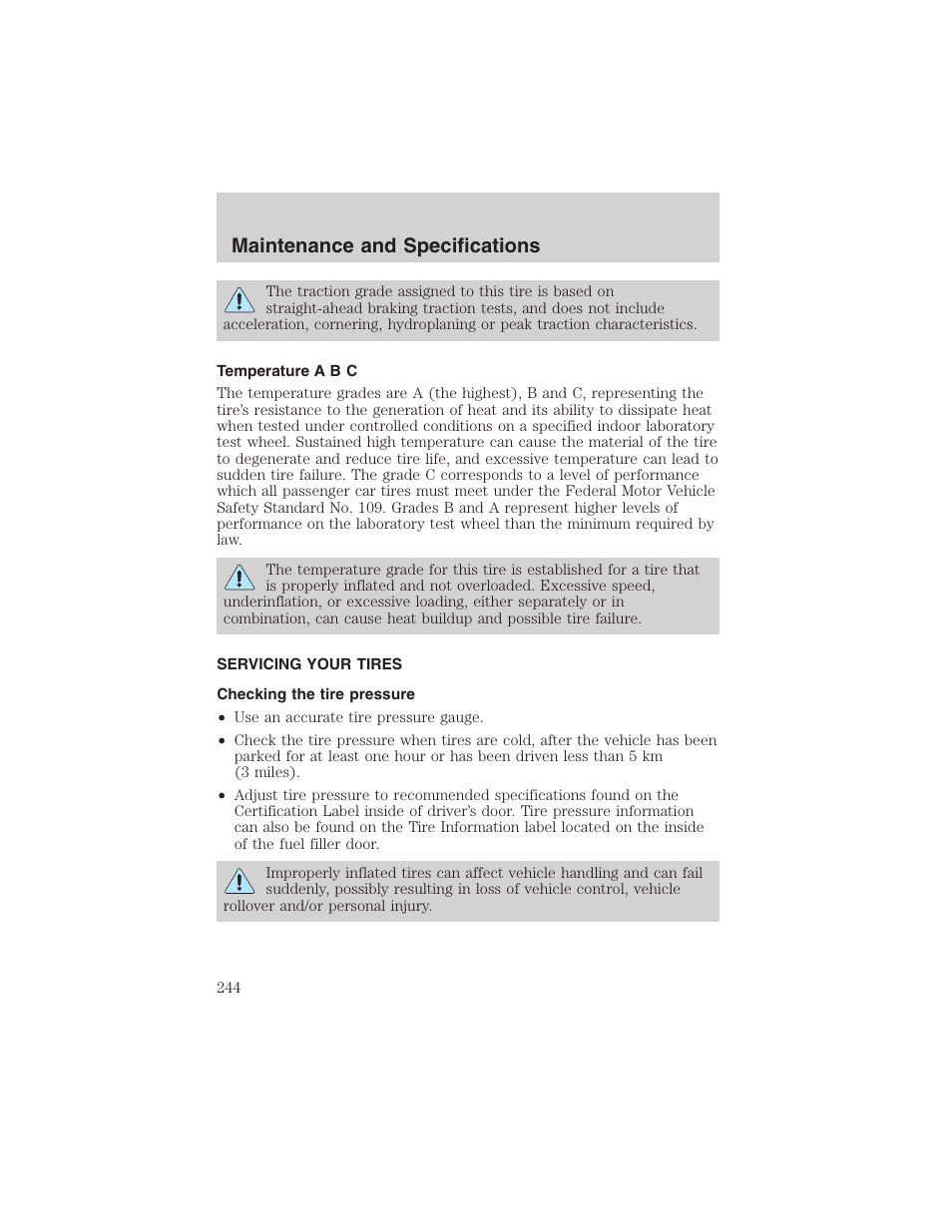 Maintenance and specifications | FORD 2003 F-150 v.2 User Manual | Page 244 / 272