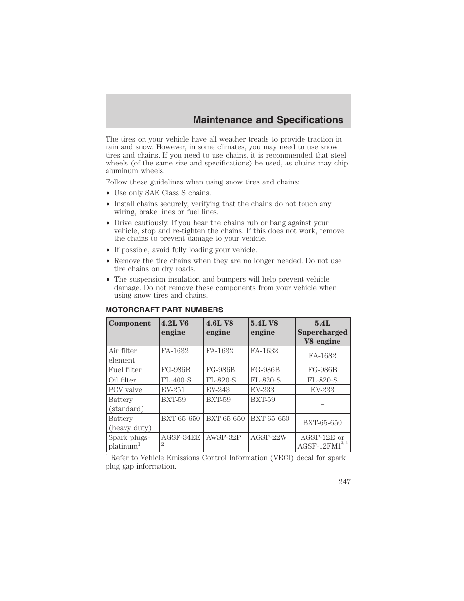 Maintenance and specifications | FORD 2003 F-150 v.2 User Manual | Page 247 / 272