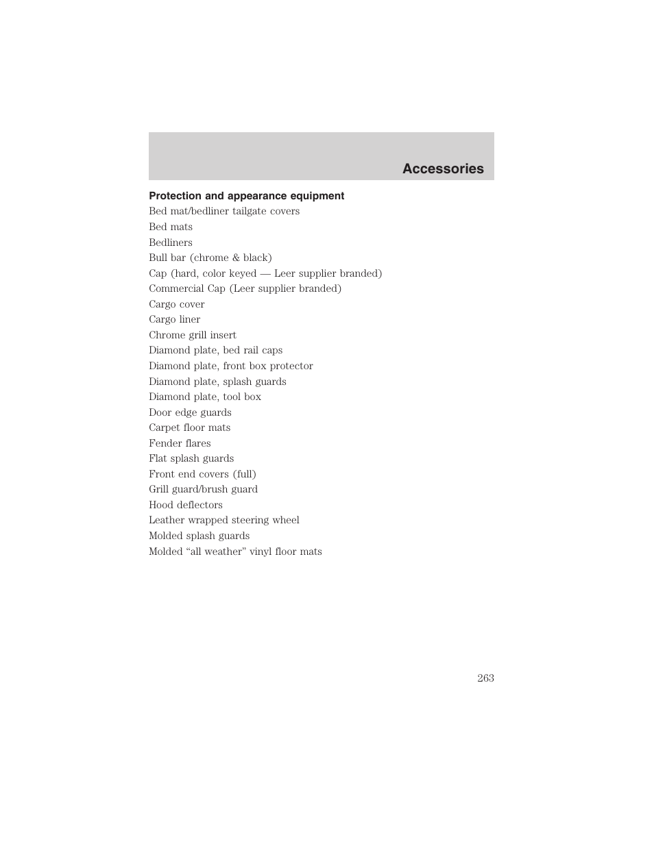 Accessories | FORD 2003 F-150 v.2 User Manual | Page 263 / 272