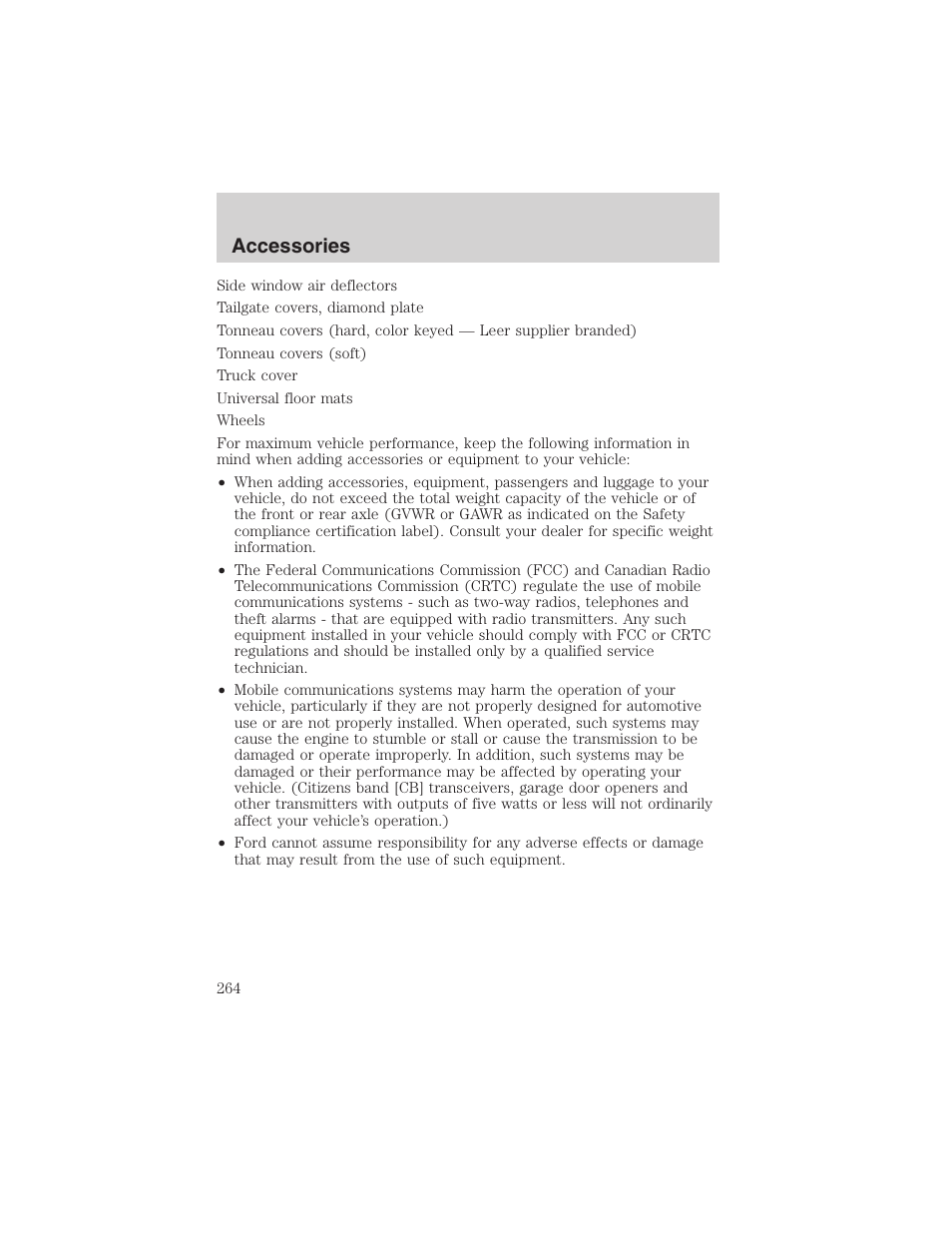 Accessories | FORD 2003 F-150 v.2 User Manual | Page 264 / 272