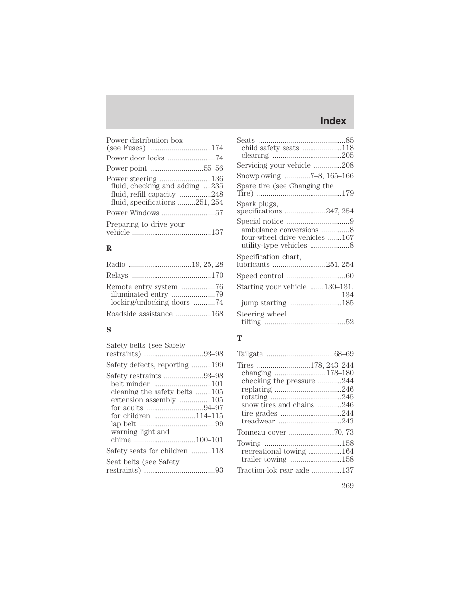 Index | FORD 2003 F-150 v.2 User Manual | Page 269 / 272