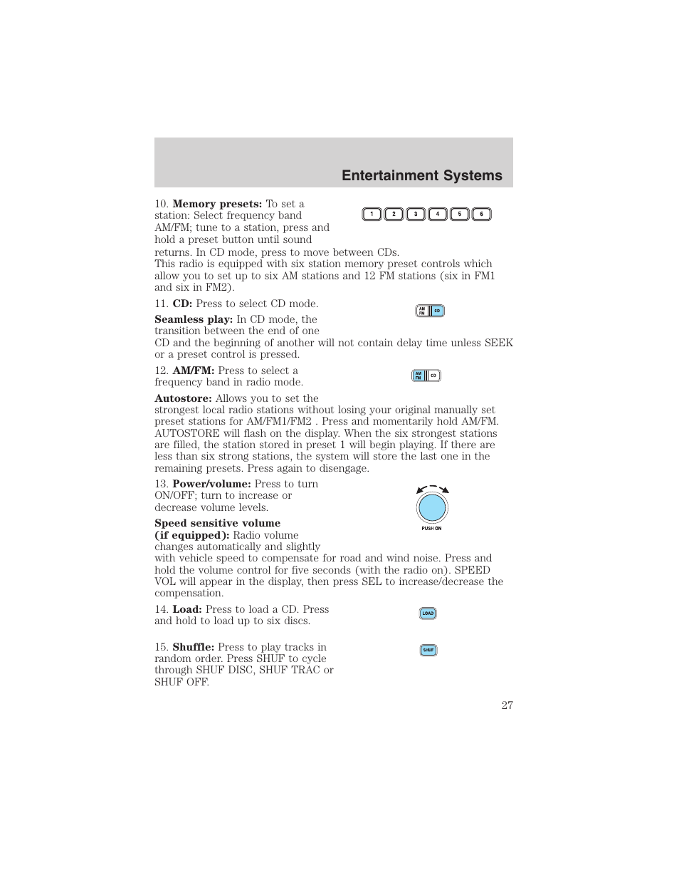 Entertainment systems | FORD 2003 F-150 v.2 User Manual | Page 27 / 272