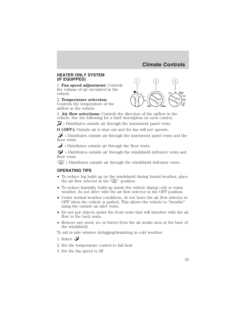 Climate controls | FORD 2003 F-150 v.2 User Manual | Page 35 / 272
