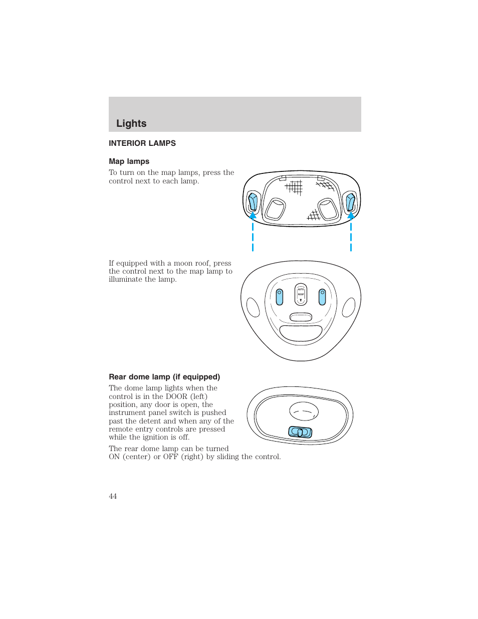 Lights | FORD 2003 F-150 v.2 User Manual | Page 44 / 272