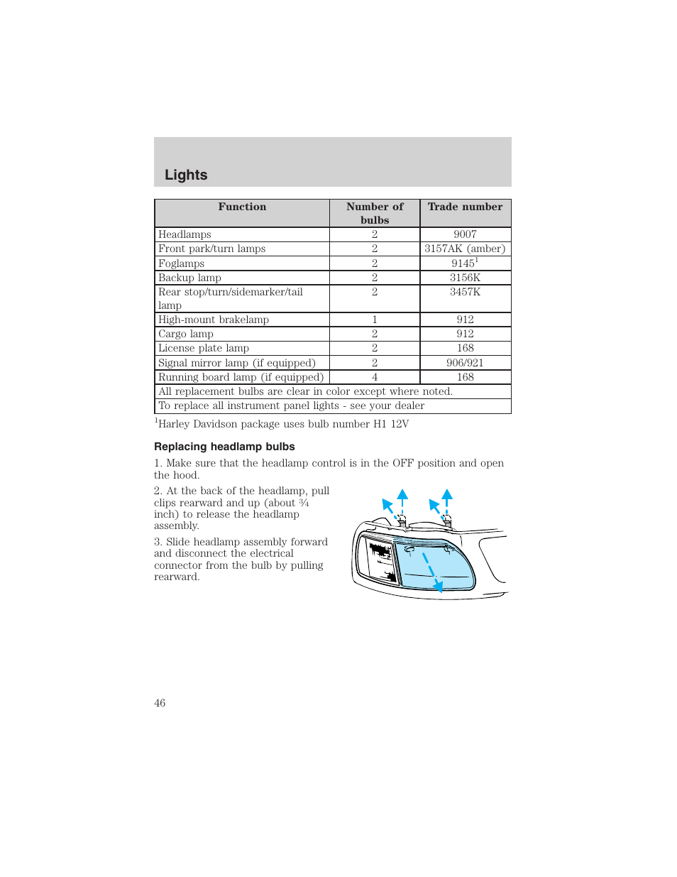 Lights | FORD 2003 F-150 v.2 User Manual | Page 46 / 272