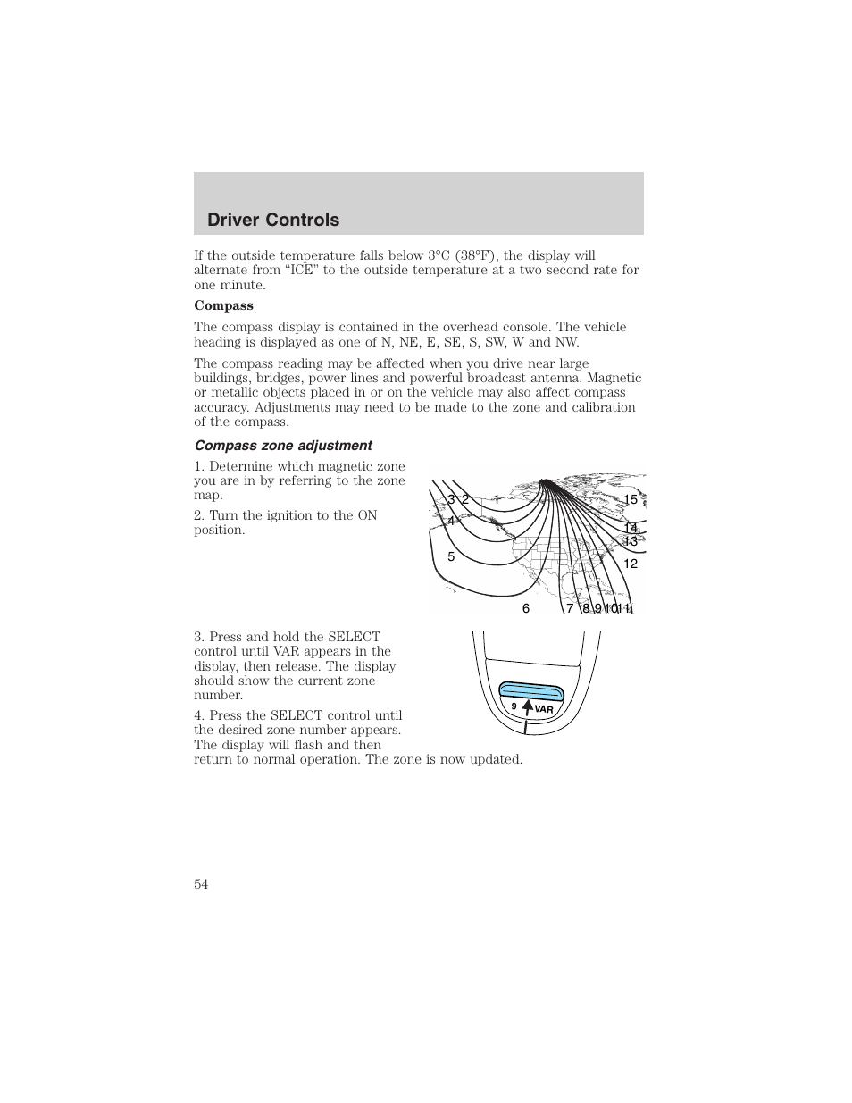 Driver controls | FORD 2003 F-150 v.2 User Manual | Page 54 / 272