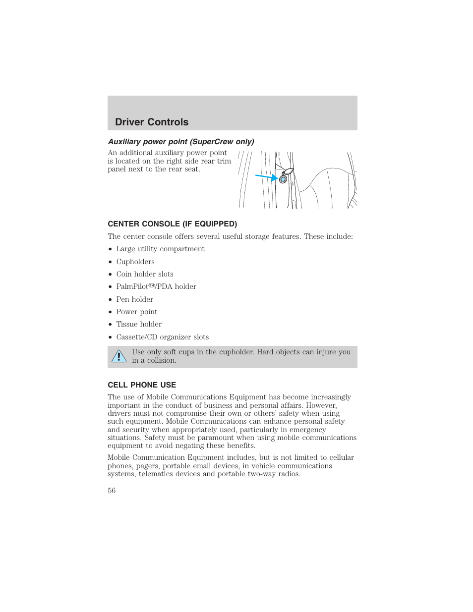 Driver controls | FORD 2003 F-150 v.2 User Manual | Page 56 / 272