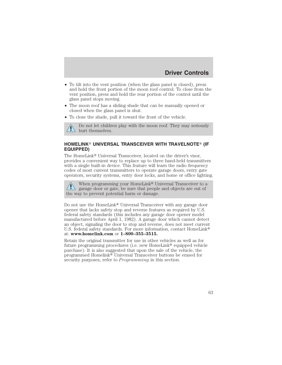 Driver controls | FORD 2003 F-150 v.2 User Manual | Page 63 / 272