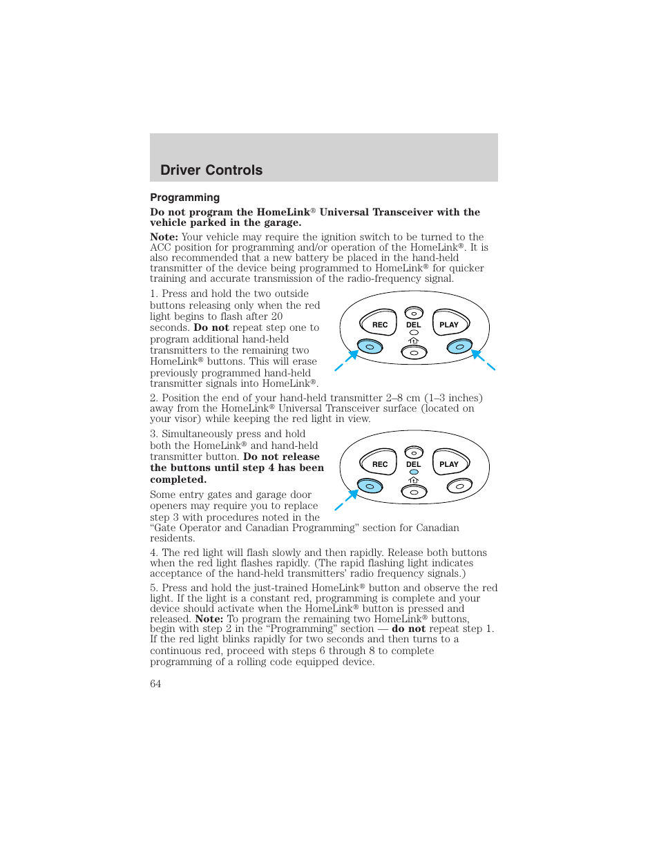 Driver controls | FORD 2003 F-150 v.2 User Manual | Page 64 / 272