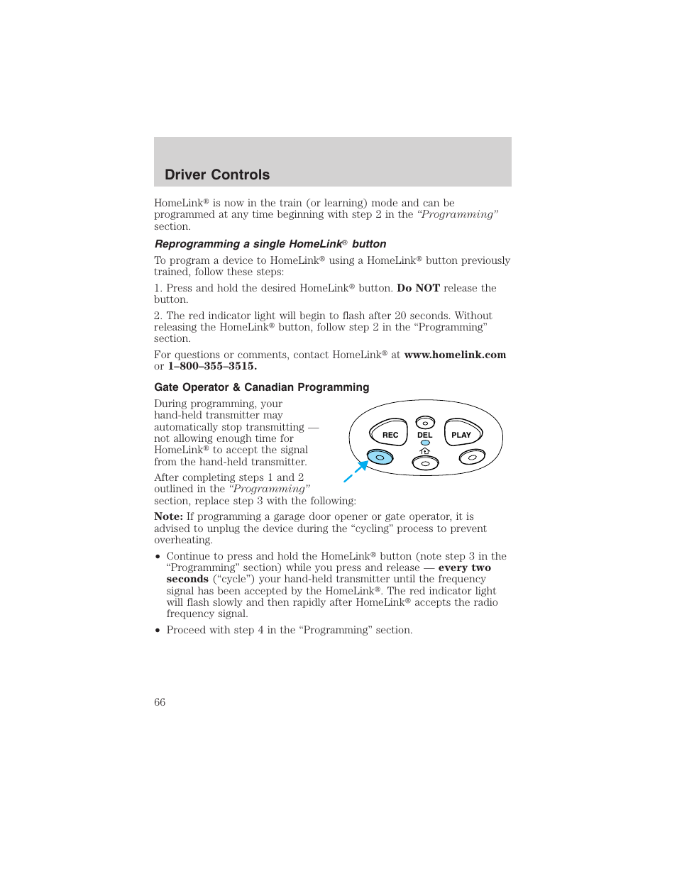 Driver controls | FORD 2003 F-150 v.2 User Manual | Page 66 / 272