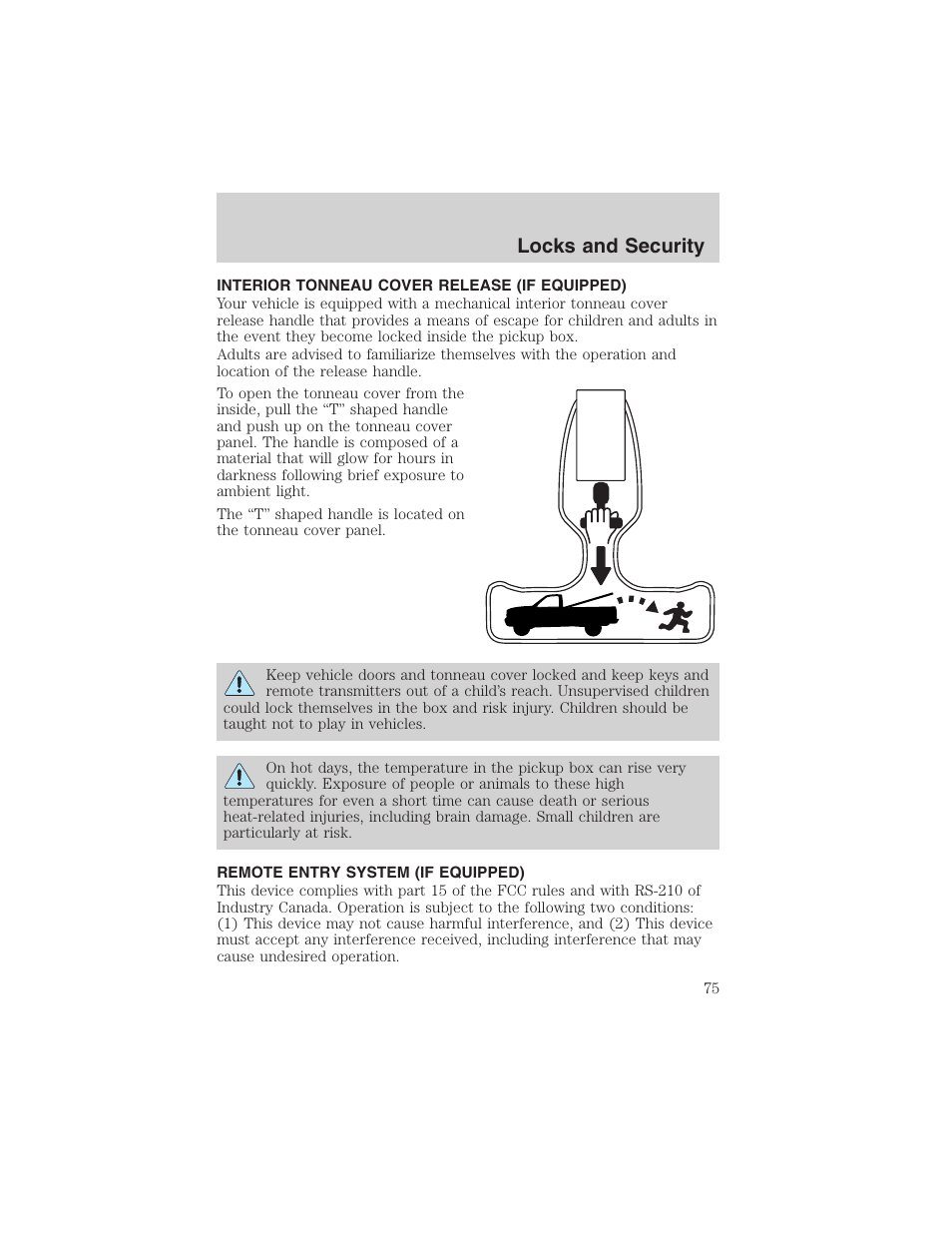 Locks and security | FORD 2003 F-150 v.2 User Manual | Page 75 / 272