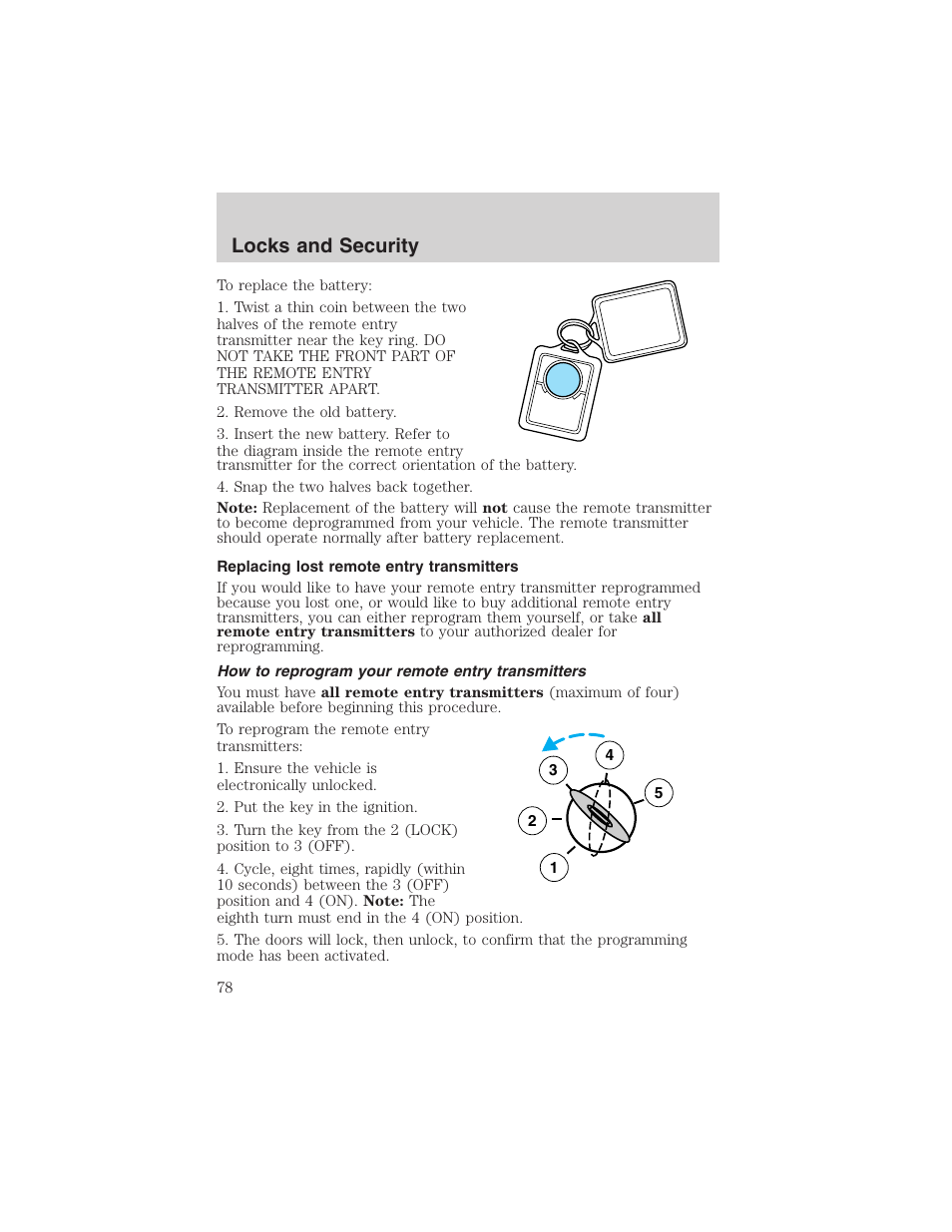 Locks and security | FORD 2003 F-150 v.2 User Manual | Page 78 / 272