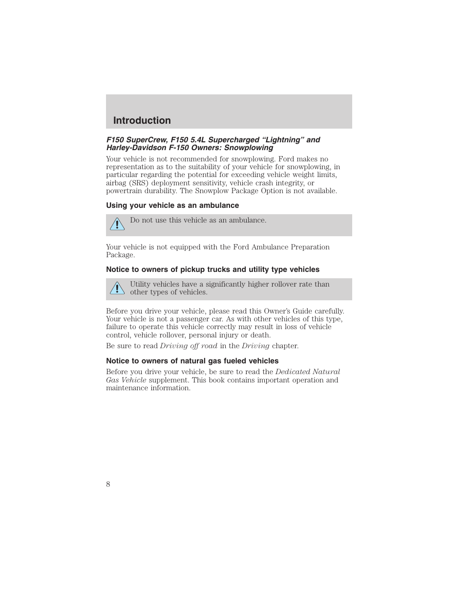 Introduction | FORD 2003 F-150 v.2 User Manual | Page 8 / 272