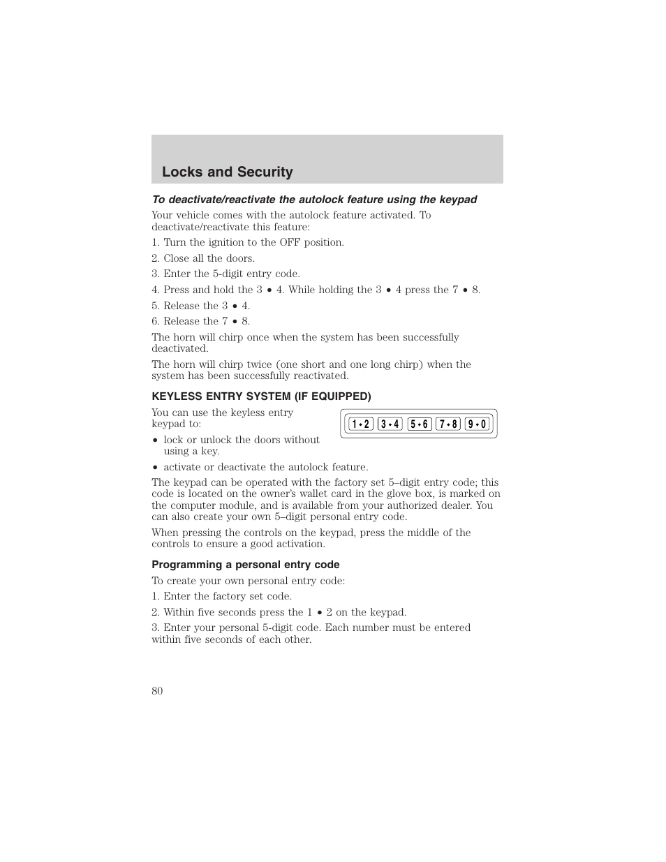 Locks and security | FORD 2003 F-150 v.2 User Manual | Page 80 / 272