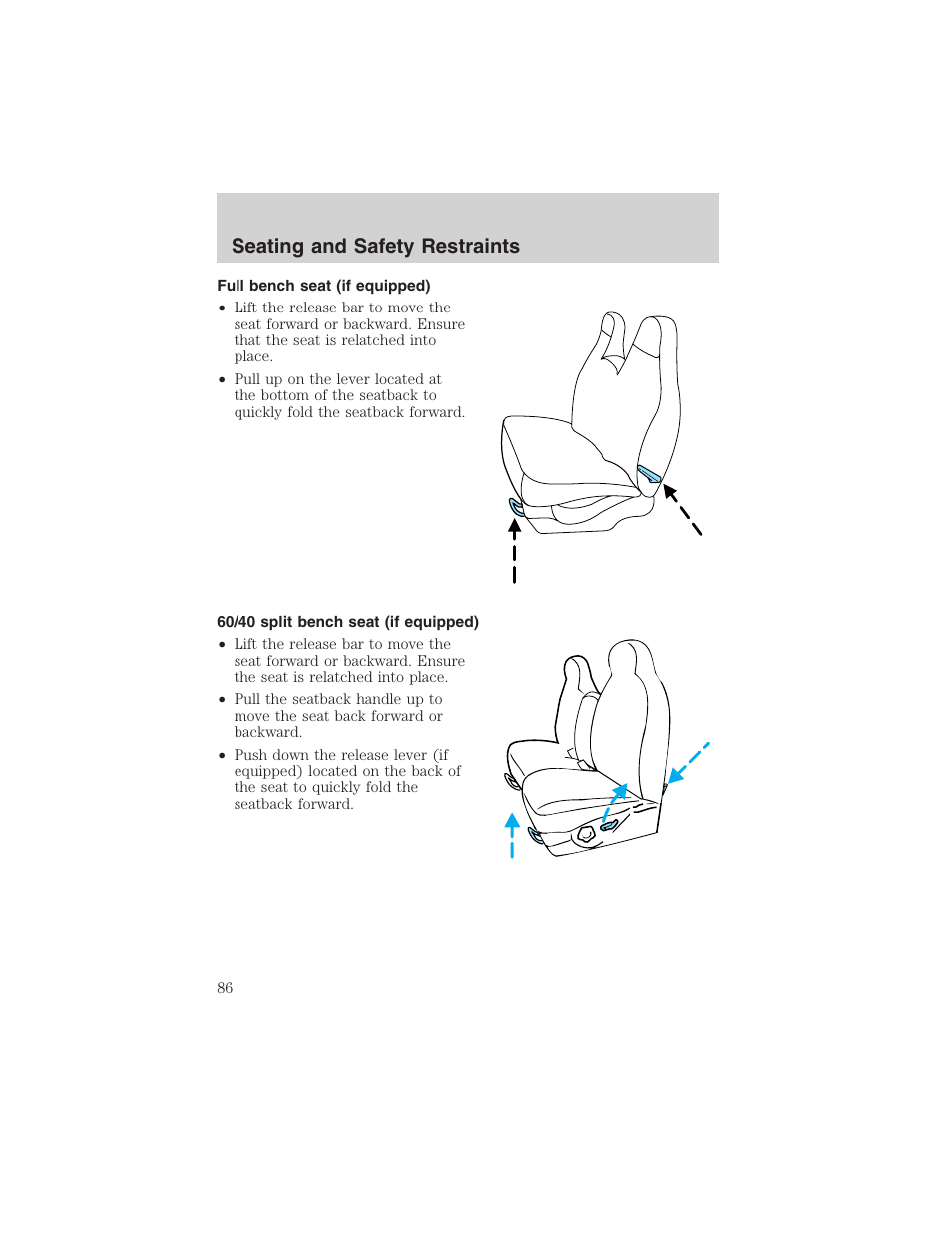 Seating and safety restraints | FORD 2003 F-150 v.2 User Manual | Page 86 / 272