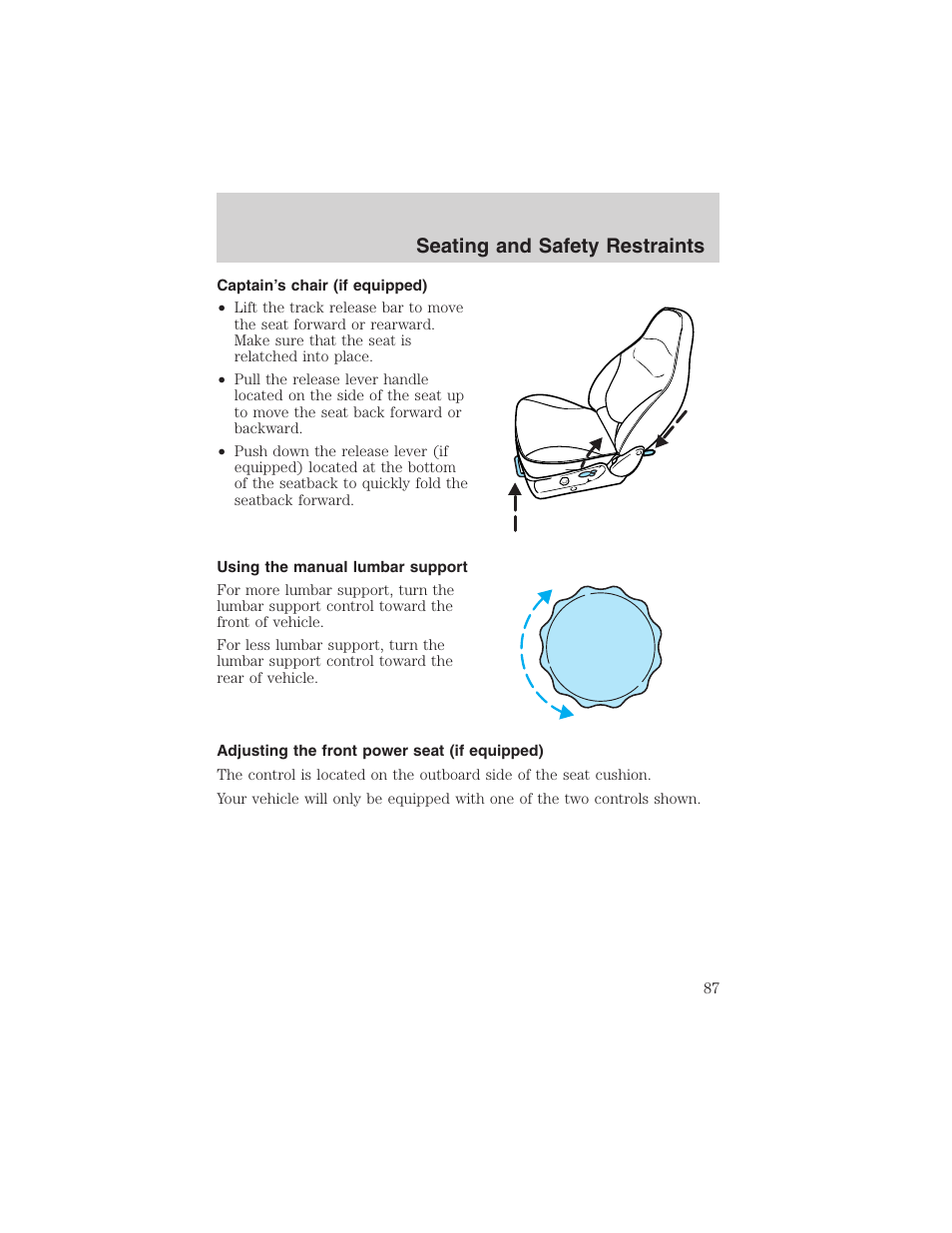 Seating and safety restraints | FORD 2003 F-150 v.2 User Manual | Page 87 / 272