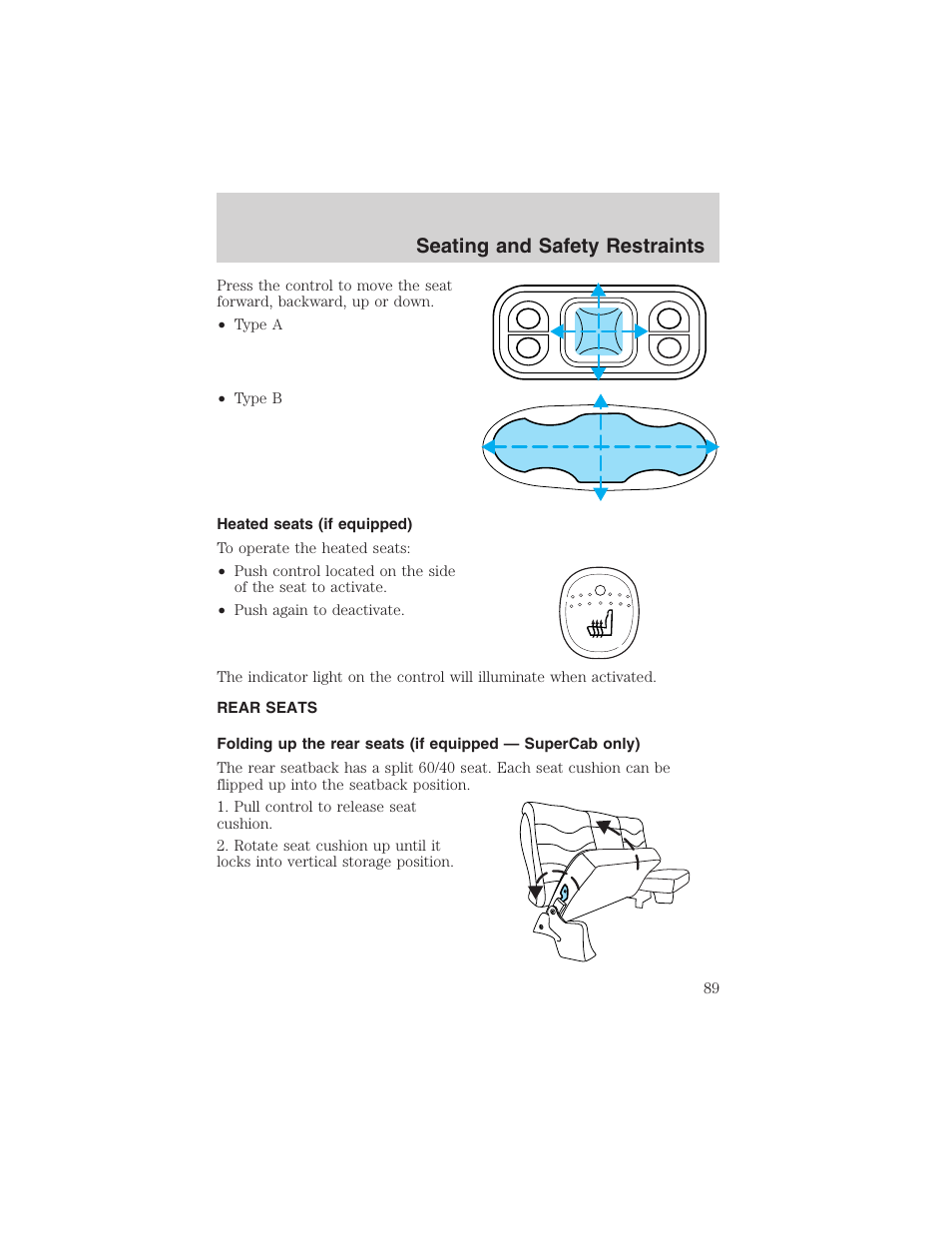 Seating and safety restraints | FORD 2003 F-150 v.2 User Manual | Page 89 / 272