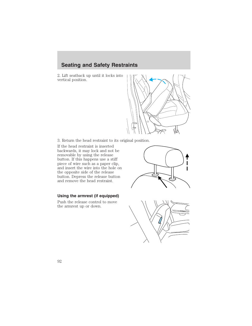 Seating and safety restraints | FORD 2003 F-150 v.2 User Manual | Page 92 / 272