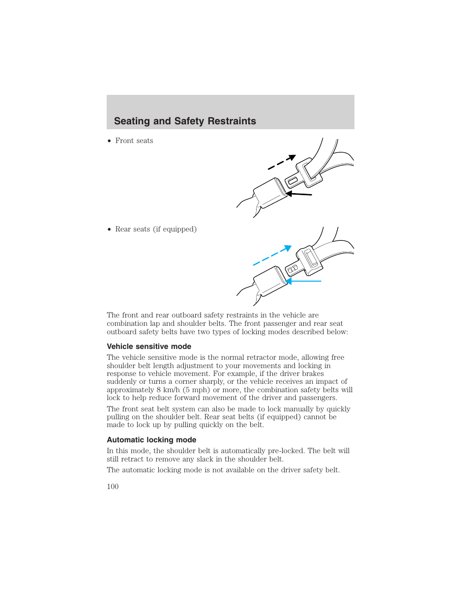 Seating and safety restraints | FORD 2003 F-150 v.3 User Manual | Page 100 / 280