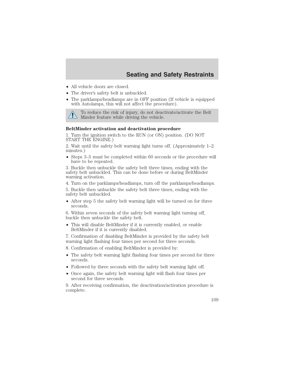 Seating and safety restraints | FORD 2003 F-150 v.3 User Manual | Page 109 / 280