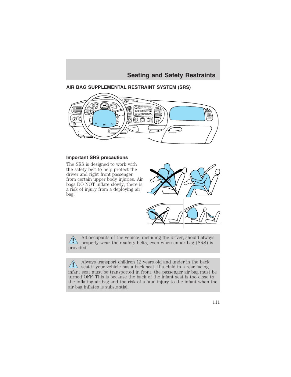 Seating and safety restraints | FORD 2003 F-150 v.3 User Manual | Page 111 / 280