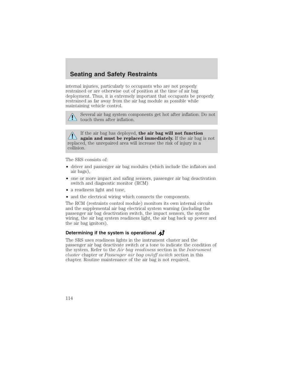 Seating and safety restraints | FORD 2003 F-150 v.3 User Manual | Page 114 / 280