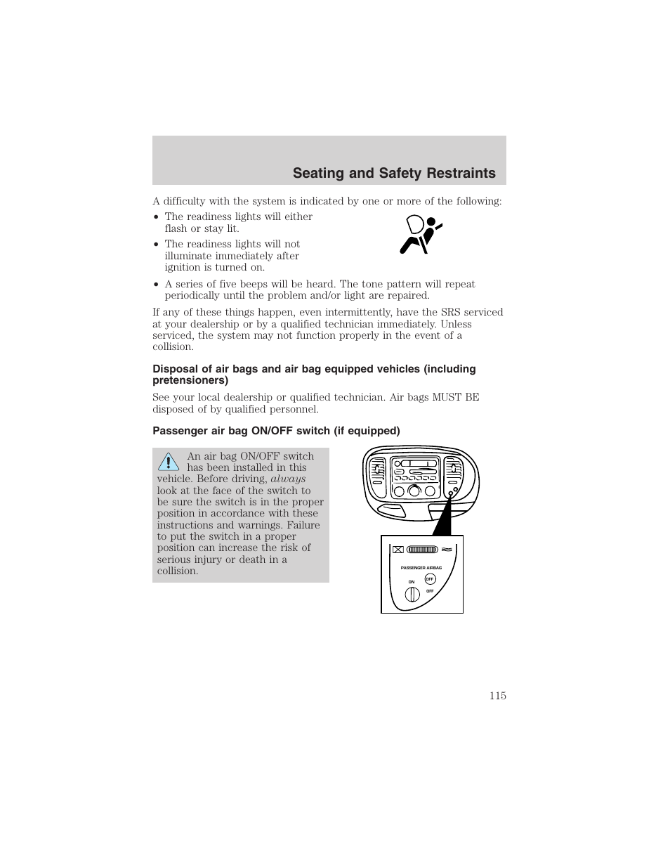 Seating and safety restraints | FORD 2003 F-150 v.3 User Manual | Page 115 / 280