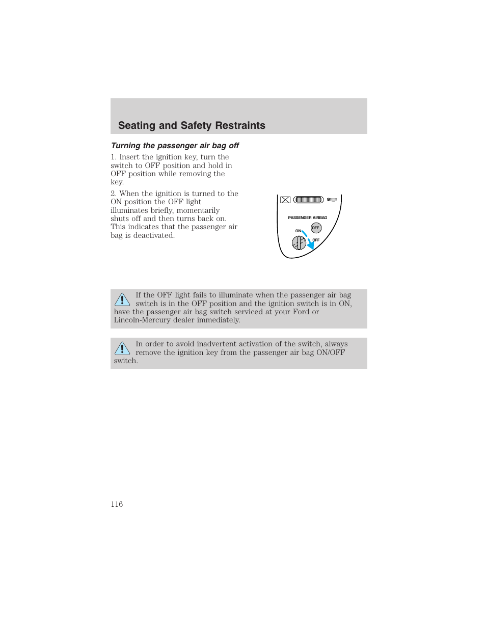Seating and safety restraints | FORD 2003 F-150 v.3 User Manual | Page 116 / 280
