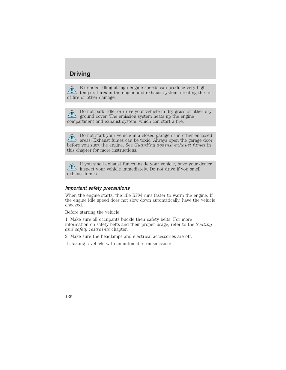Driving | FORD 2003 F-150 v.3 User Manual | Page 136 / 280