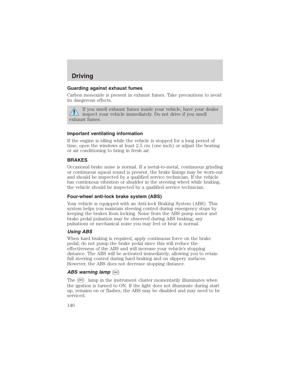 Driving | FORD 2003 F-150 v.3 User Manual | Page 140 / 280