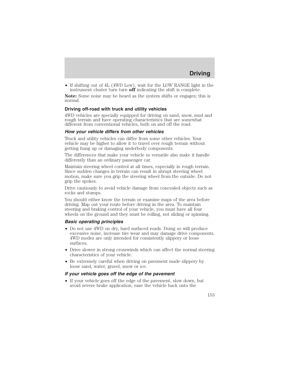 Driving | FORD 2003 F-150 v.3 User Manual | Page 153 / 280