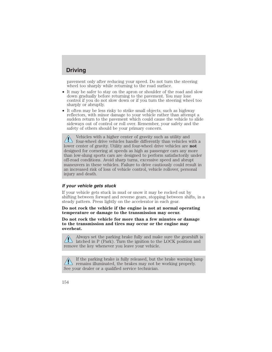 Driving | FORD 2003 F-150 v.3 User Manual | Page 154 / 280