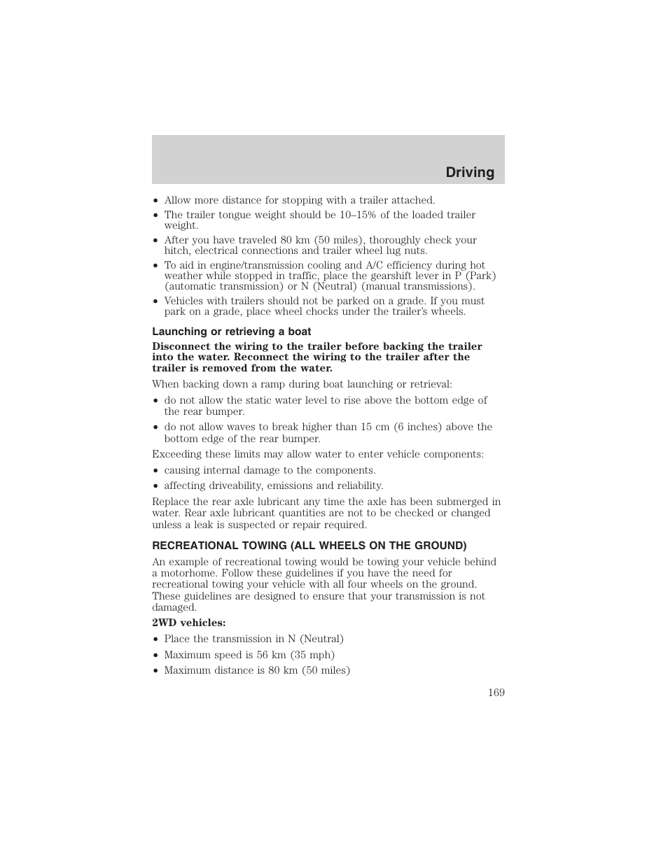 Driving | FORD 2003 F-150 v.3 User Manual | Page 169 / 280