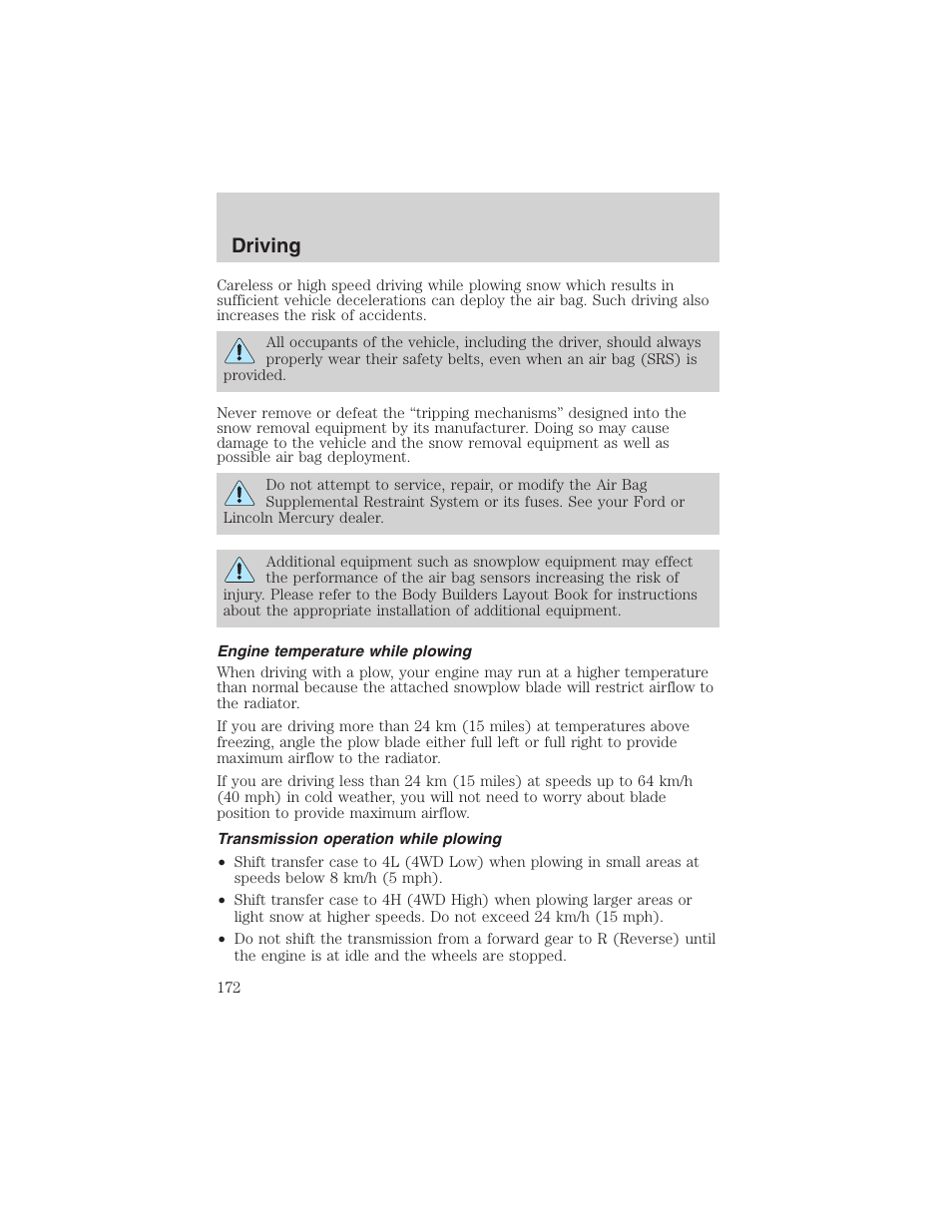 Driving | FORD 2003 F-150 v.3 User Manual | Page 172 / 280