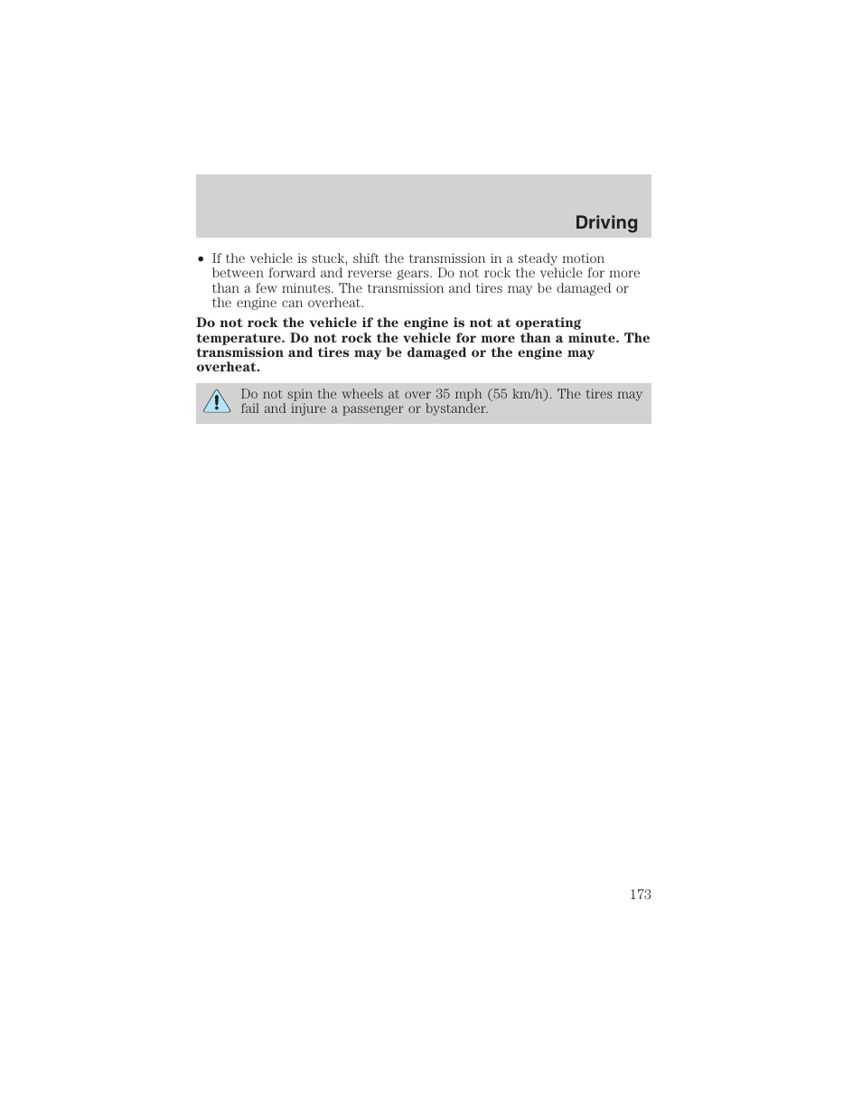 Driving | FORD 2003 F-150 v.3 User Manual | Page 173 / 280