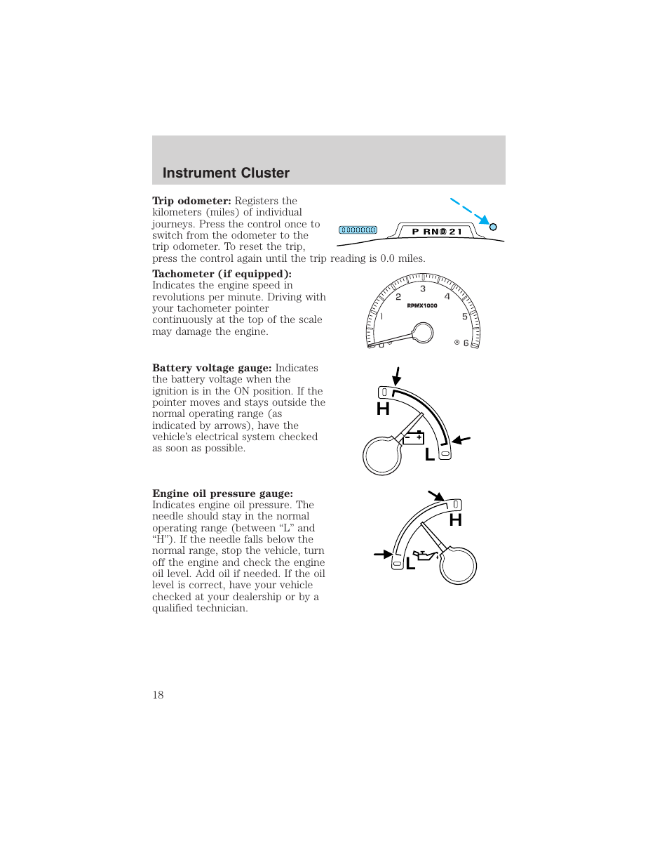 Instrument cluster | FORD 2003 F-150 v.3 User Manual | Page 18 / 280